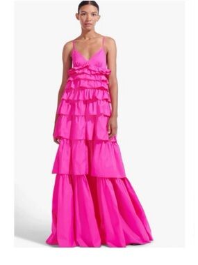 staud pink organza dress Albee bead-embellished crinkled modal-blend organza mini dress - baby pink
